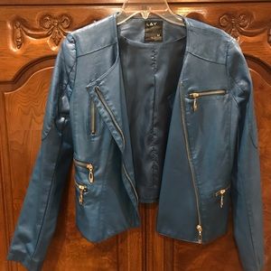 Blue faux leather jacket